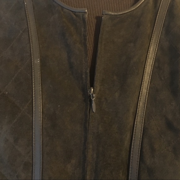 Escapade brown suede and leather zip up sweater - Picture 7 of 7